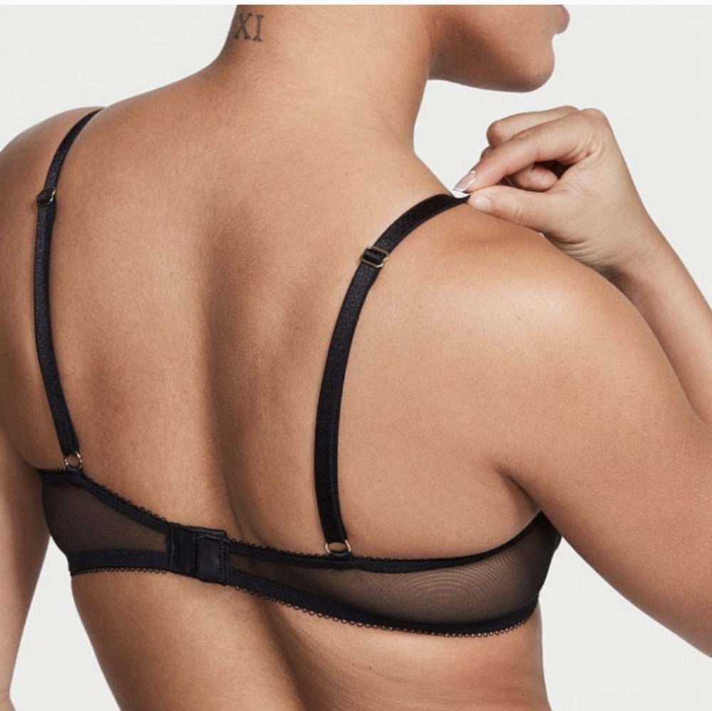 Victoria's Secret 32C Very Sexy Lace-Up Open Cut Demi Floral Embroidery Bra 111 - Picture 7 of 10